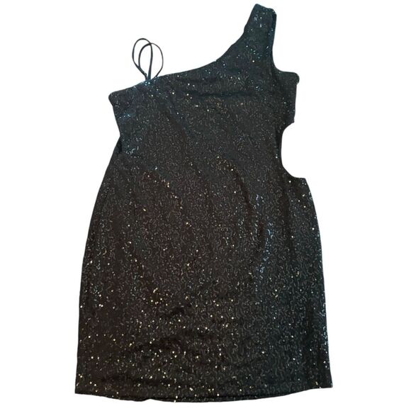 One Shoulder Sequin Dress Size XL Homecoming Sparkly Short Cocktail Date Night - Picture 1 of 12